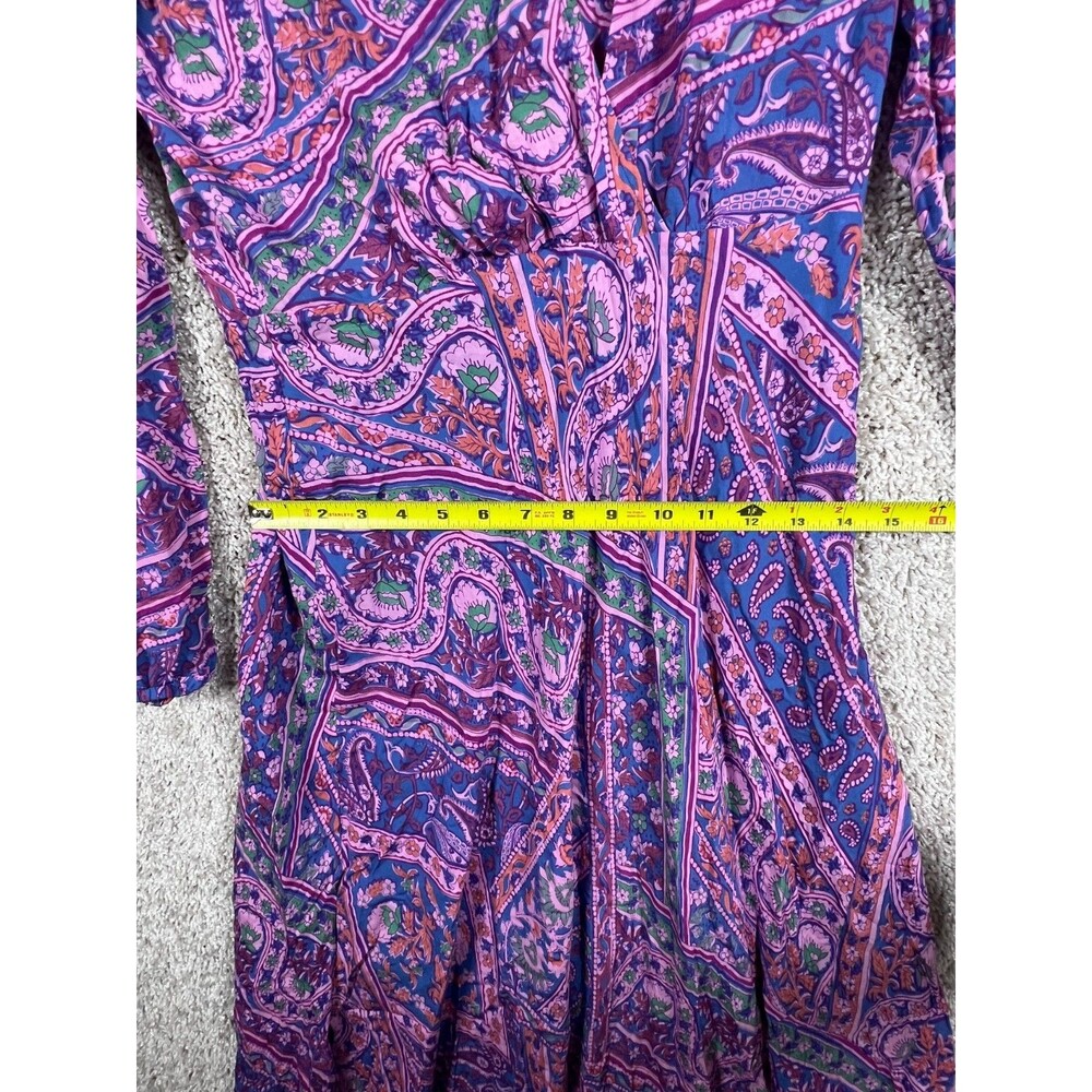 ba&sh Paisley Print V-Neck Long Sleeve Dress Multicolor size L - Picture 5 of 9